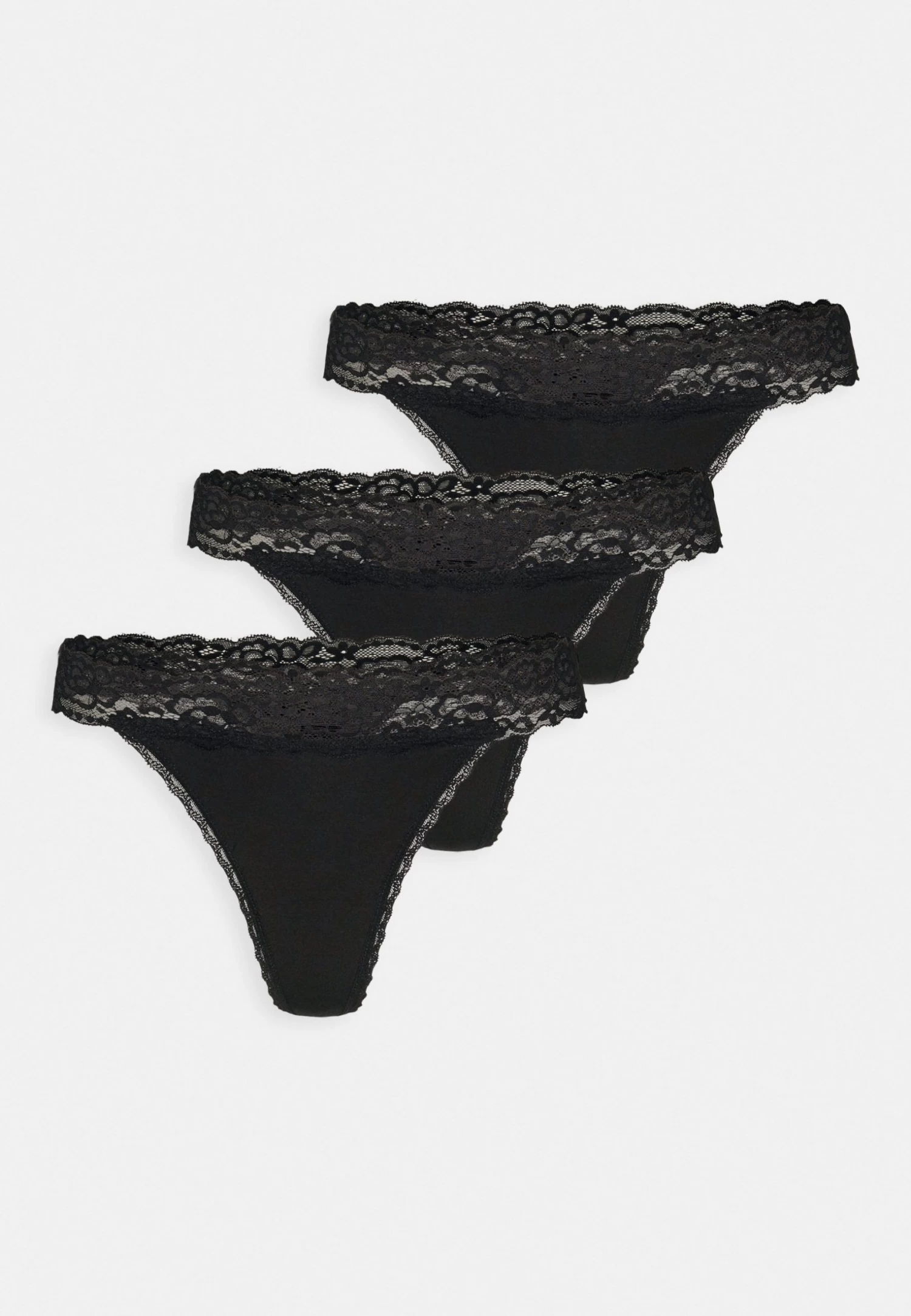 Anna Field 3 Pack Lace Trim Thong - String - Black 6 Anna Field 3 Pack Lace Trim Thong - String - Black - Afbeelding 4