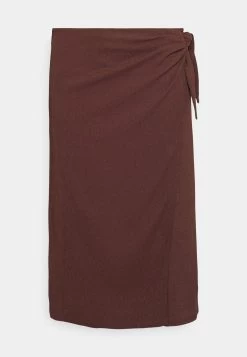 Curvy Textured Sarong Midi Skirt - Wikkelrok - Brown -Modieus Verkoop 32eb2e97370a414c9459b91ab42d5b52