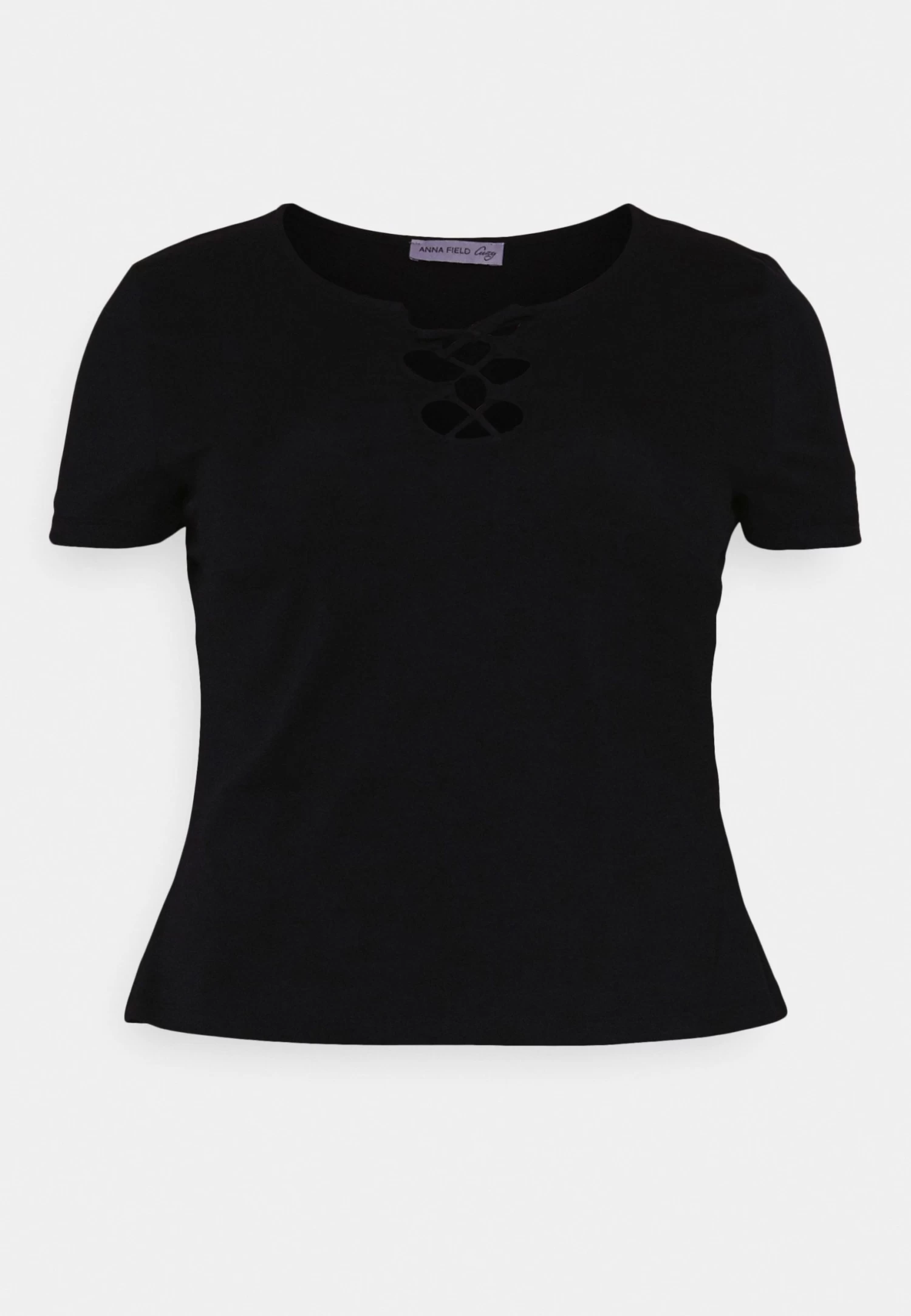 Curvy Front Lace - T-Shirt Basic -Black 6 Curvy Front Lace - T-Shirt Basic -Black - Afbeelding 4