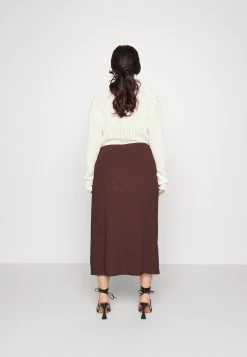 Curvy Textured Sarong Midi Skirt - Wikkelrok - Brown -Modieus Verkoop 7981b9a875064054b0948e6688d4bf58
