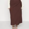 Curvy Textured Sarong Midi Skirt - Wikkelrok - Brown -Modieus Verkoop 95c6d4373d704528821c7d350019a755