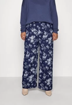 Wide Leg Pant - Broek - Dark Blue/Off-White