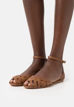 Leather- Peeptoe Ballerina'S - Cognac